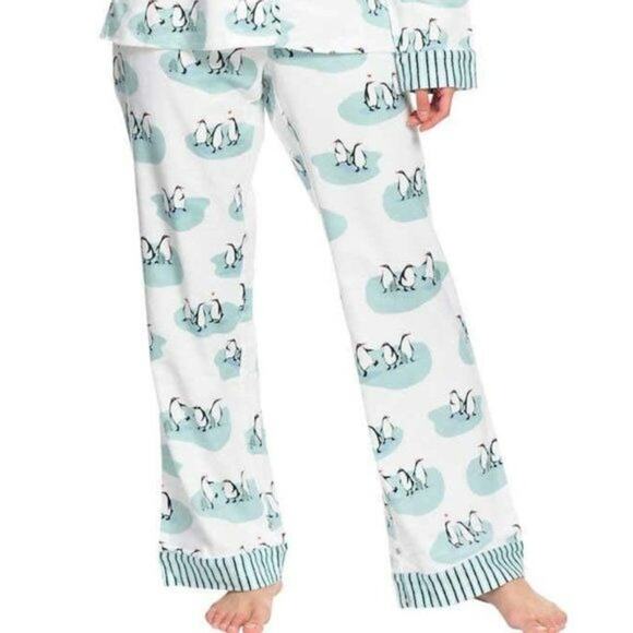 Munki Munki White Penguin Love Flannel Pajama Set Large - Picture 13 of 13